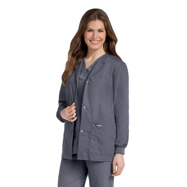 Landau Essentials Veste d'Uniforme Médicale pour Femmes, Coupe Classique et Décontractée, Col Rond, 4 Poches