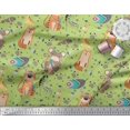 thumbnail image 2 of Soimoi Green polyester Crepe Fabric Feather & Animals Tribal Print Fabric by Yard 52 Inch Wide, 2 of 5