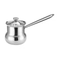 thumbnail image 3 of Langgg Turkish Coffee Pot Suitable For Preparing Delicious Seeps And Heating Milk With Long Handle Turkish Coffee Maker Sauces Silver 720ML, 3 of 6