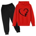 thumbnail image 1 of RXIRUCGD Mode Filles et Garçons Enfants Décontracté Manches Longues Imprimé Hauts Manches Longues Ensemble à Capuche (Rouge, Taille : 3 Ans), 1 of 2