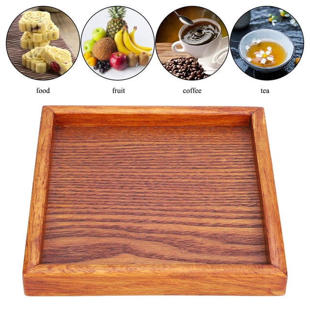 Qiilu Tea Tray, Tea Serving Tray, Wood Serving Tray Wood Tea Tray, For Coffee For Tea For Fruit For Food