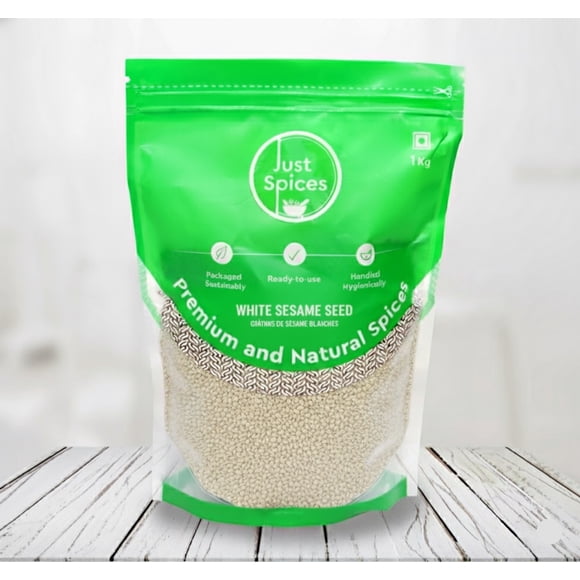 Just Spices - White Sesame Seed Hulled , 1 kg (2.2 lb), Product of India, Ideal for Tahini, Topping & Baking