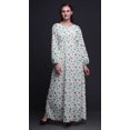 thumbnail image 4 of Bimba Robe Maxi à Manches Longues pour Femmes en Georgette Mousse Imprimée Sirène et Étoile de Mer Océan, Taille Élastique - X-Grand, 4 of 5