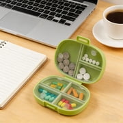 Roiihwy Portable Pill Organizer Travel, Sealing Semi Clear Travel Pill Case with 7 Compartment, Multi-functional Pill Box Container for Pocket Pharmacy(Green)