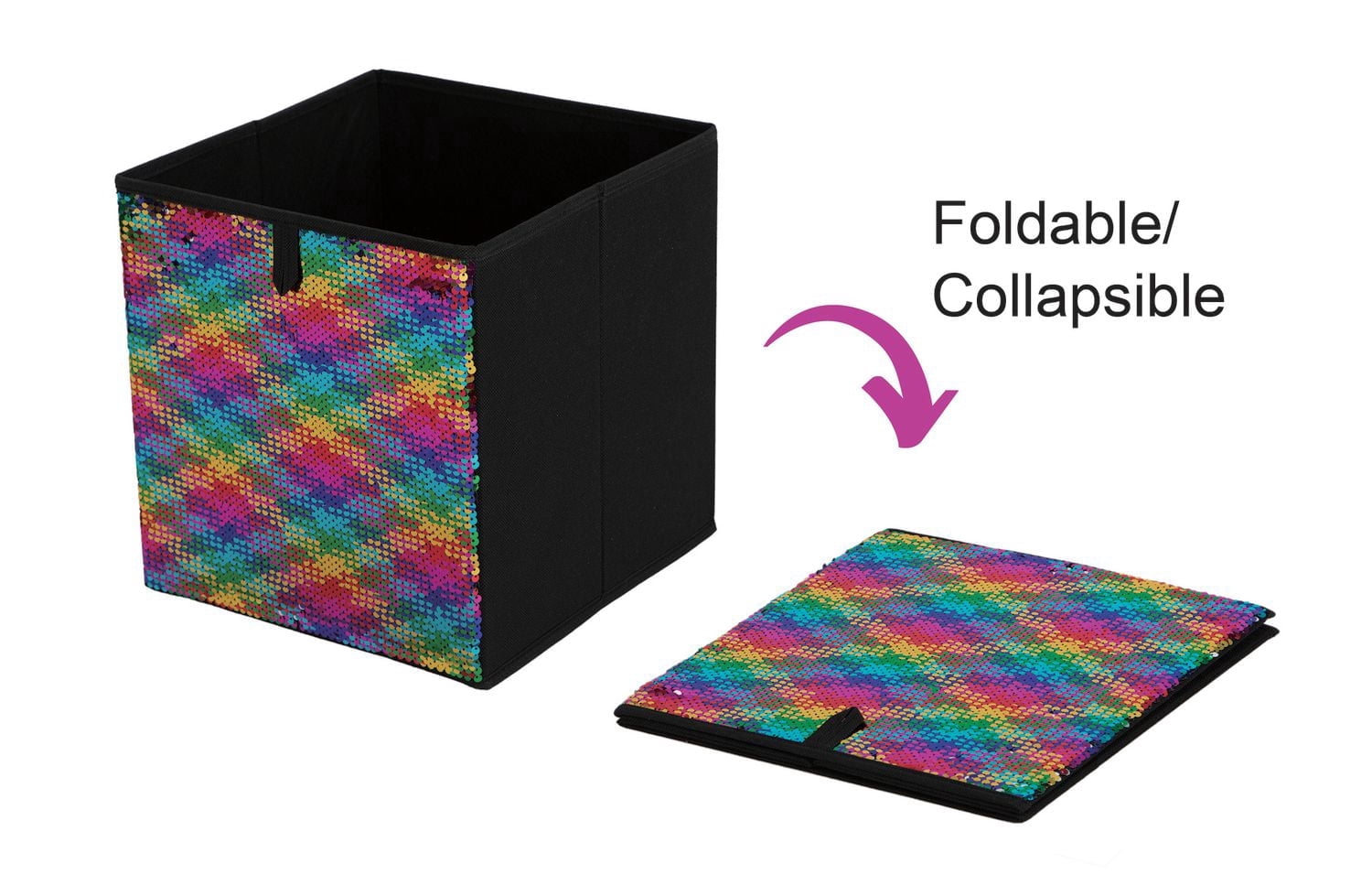 Mainstays Storage Cube Fabric Basket Bin - Foldable, Great for Nursery, Playroom, Closet, Home Organization
