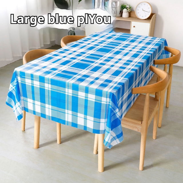 Disposable Table Cloth, 54 x 108 Inch Waterproof Plastic Tablecloth, Rectangle Checkered Table Covers for Picnic, Birthday, Party