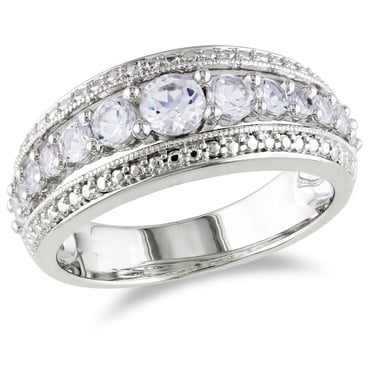 Miabella 1.13 Carat T.G.W. Created White Sapphire Sterling Silver Fashion Ring