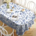 thumbnail image 3 of Blue Floral Oval Tablecloth 60x84 Inch, Blue and White French Country Tablecloth, Rustic Floral Polyester Waterproof Tablecloth for Farmhouse Kitchen Decor/Indoor and Outdoor Tables/Parties/Picnics, 3 of 6