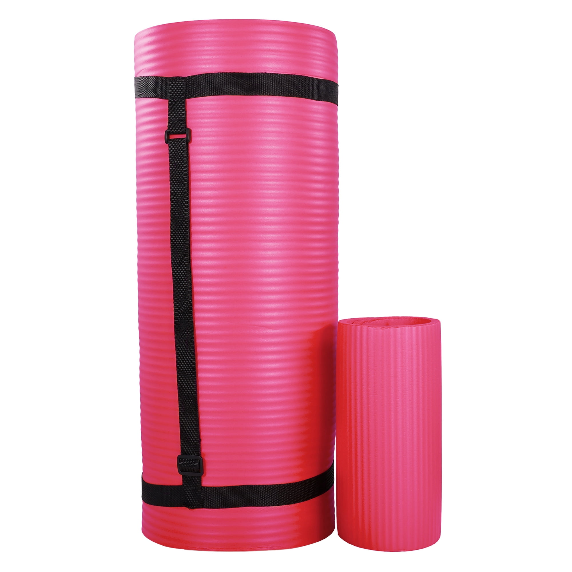 BalanceFrom 71 x 24 x 1 Inches Extra Thick Yoga Mat with Knee Pad, Pink