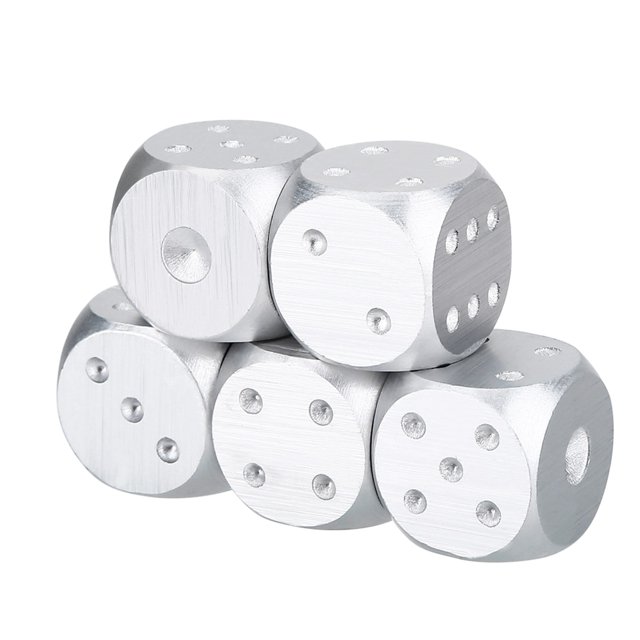 Ensemble de 5 Pcs dés de Jeu de Table, Alliage d'Aluminium Haute Résistance Portable avec Boîte de Rangement pour Jeux de Poker