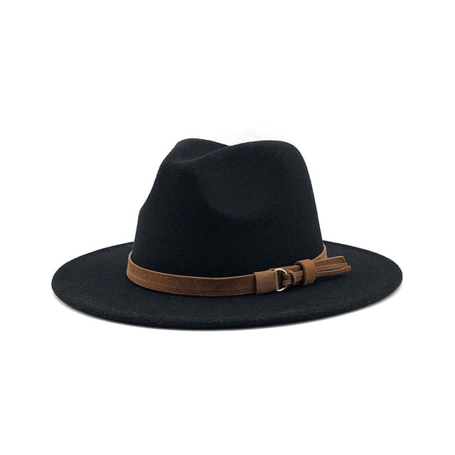 QualitChoice Woman Fedoras Hat Cap Female Comfortable Breathable Solid Color Winter Caps Black 58-61cm