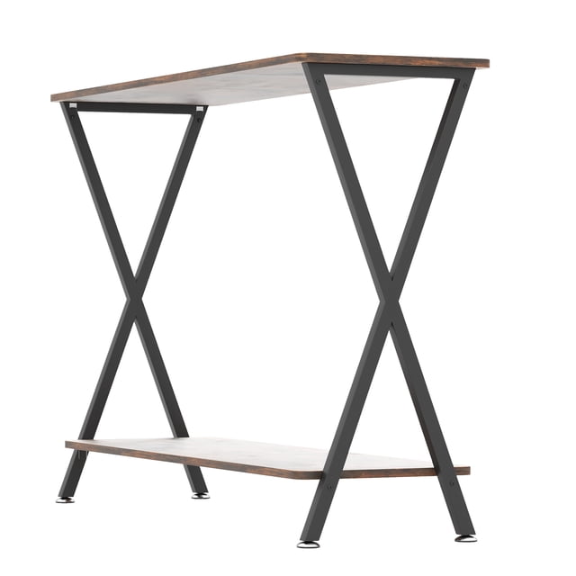 EDTara Industrial Farmhouse Console Table, Long Narrow 2-Tier Entryway Table with Storage Shelf for Foyer, Hall, or Behind Sofa