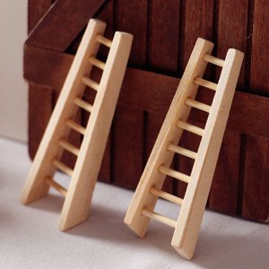 TABLZONE 3Pcs Miniature Ladder in Wood for Home Decoration Collectors 6.00X2.00X0.85in
