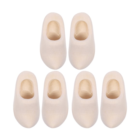 Shisuyan 3 Pairs Doll House Shoe Models Wood Blank Shoe Models Mini Dutch Wooden Shoes (4cm)