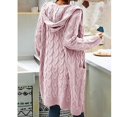thumbnail image 4 of Women Hooded Open Front Cardigan Cable Knit Sweaters Solid Chunky Long Sweater Coats with Pockets, 4 of 5