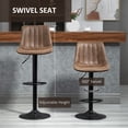 thumbnail image 4 of HOMCOM Set Of 2 Microfiber Retro Tub Bar Stools Metal Frame Footrest Brown, 4 of 10