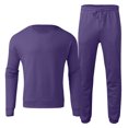 thumbnail image 4 of Kcodviy Male Casual Solid Two Suede Suit for Men Piece Suit O Neck Big and Tall Suit off Shoulder Sleeve Sweatshirt Penguin Suit Separate Drawstring Pocket Pants Set, 4 of 5