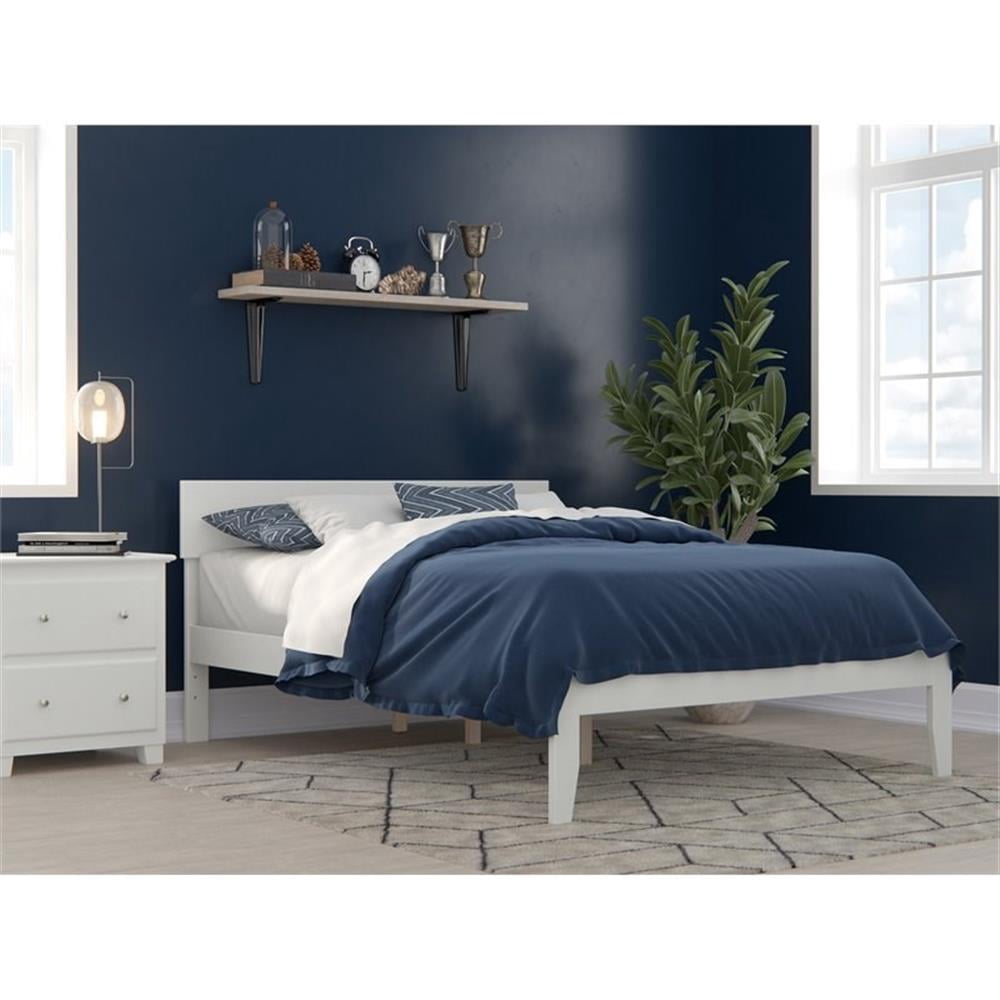 AFI Lit Plateforme Moderne Double en Bois Massif, Blanc