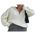 thumbnail image 1 of Pull en Maille Oversize à Manches Longues pour Femmes Pull Demi-Zip Automne Hiver Streetwear, 1 of 6