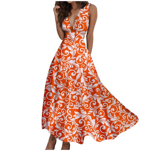TJAZFJPA Longue Robe Noire Femme Mode Femme Printemps et Été Imprimée Sans Manches Col en V Fermeture Éclair Latérale Style Robe (5) Robe Évasée Robe Noire Manches Longues
