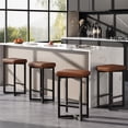 thumbnail image 1 of BeesClover Bar Stools Set, Counter Height Backless Barstools, with Metal Frame & Footrest, Counter Height Backless Barstools with Metal x-Frame, with PU Leather for Home Bar, Dining Room, 1 of 7
