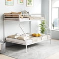 thumbnail image 4 of Costway Twin over Full Metal Bunk Bed with Inclined Ladder Safety Guardrail, Slat Support White, 4 of 9