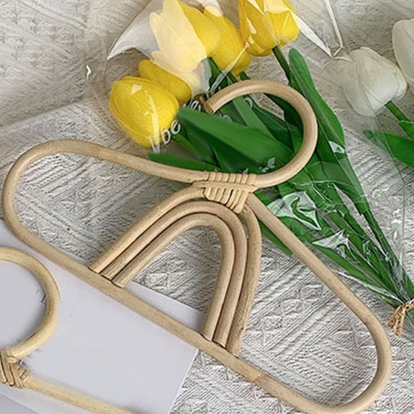 OULII Rattan Kids Clothes Hangers for Home Use Khaki Color with Smooth Craftsmanship 2 Pieces