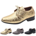 thumbnail image 4 of GPOECD Fashion Solid Color Lace Up Low Heel Boys Dress Shoes for Performance Comfortable Style Pattern 03_Gold,28, 4 of 7