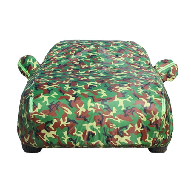 Housse de Voiture Protection Toutes Saisons Housses Complètes avec Bande Réfléchissante Style Camouflage Housse Auto Protection Solaire Antipoussière&Imperméable UV Résistant aux Rayures Universel, TG