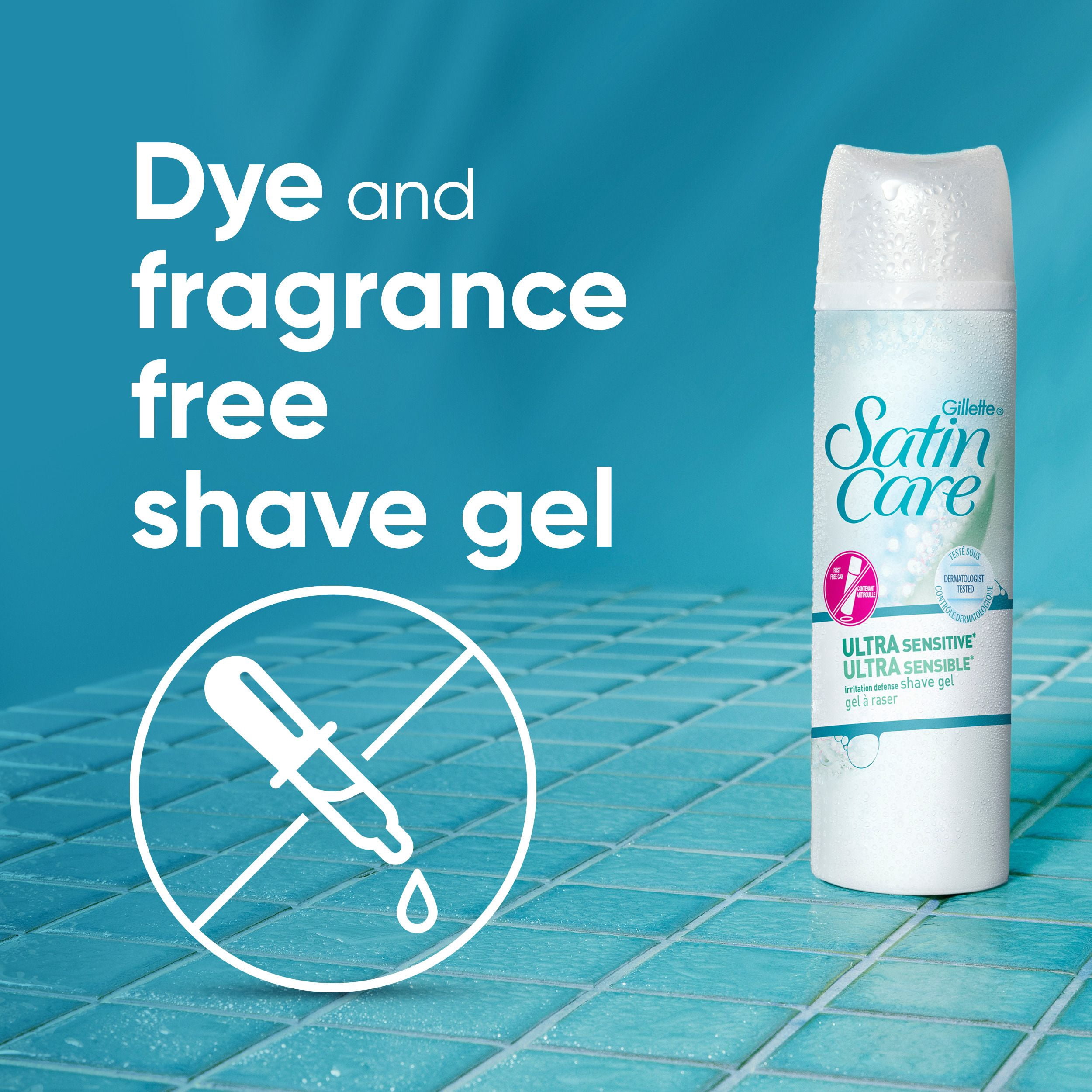 Gel à raser Gillette Venus Satin Care Peau ultra sensible, crème à raser pour femmes, non parfumé, 198g (7oz)