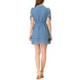 thumbnail image 3 of INSPIRE CHIC Robe pour Femme Col Peter Pan Poignets à Volants Robe Trapèze à Étages TG Gris Bleu, 3 of 7