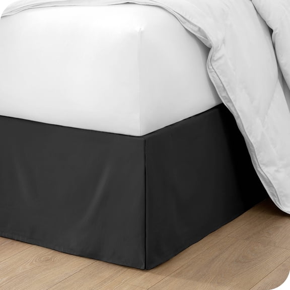 Bare Home Double Brushed Bed Skirt - Premium 1800 Collection - 15-inch Drop - Twin, Black