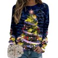 thumbnail image 1 of MAWCLOS Chandail en Molleton de Noël pour Femmes Col Rond Chandails en Molleton de Noël Imprimé Élan Pull Décontracté Manches Longues Pull Lumière Arbre de Noël S, 1 of 2