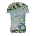thumbnail image 4 of EQWLJWE Hauts pour Femmes 2023 Été Mode Femme Été Aguichant Plissé Imprimé Régulier Femme Manches Courtes Col Rond Bouton Haut Hauts pour Femmes Liquidation, 4 of 5