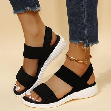 Dvkptbk Slide Sandals for Women - Comfortable Slip On Sandals - Ladies Slip-Resistant Platform Summer Flat Sandals for Beach, Home, Indoor Outdoor Use - Summer Savings Clearance