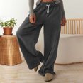 thumbnail image 1 of AherBiu Wide Leg Pants for Women Fleece Lined Drawstring Elastic Waisted Solid Color Pants Fall Winter Wide Leg Yoga Pants, 1 of 7