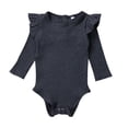 thumbnail image 2 of Faithtur Bébé Garçon Fille Manches Longues Romper Ébouriffé de Couleur Unie Body, 2 of 7