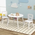 thumbnail image 2 of Costway Ensemble Table Ronde en Bois pour Enfants et 2 Chaises avec Rangement Central en Maille Blanc, 2 of 10