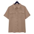 thumbnail image 2 of Timegard Cotton Linen Tops for Women Short Sleeve Button down Shirts Solid Color Casual Tops with Pockets, 2 of 7