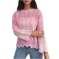 thumbnail image 1 of RXIRUCGD Chandail à Rayures pour Femme, Coupe Ample, Col Rond, Tricoté, Couleurs Contrastantes, 2024, Décontracté, Manches Longues, Haut/chemise Rond, Rose, Taille : M, 1 of 3