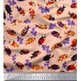 thumbnail image 1 of Soimoi Tissu Georgette Viscose Floral & Poisson Texturé Imprimé Océan au Mètre 42 Pouces de Large, 1 of 3