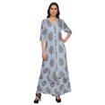 thumbnail image 1 of Moomaya Ensemble Kurta à Col en V Imprimé et Pantalon Palazzo Tenue Ethnique Robe pour Femmes, 1 of 1