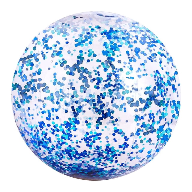 Graflsoa Shimmering Blue PVC Inflatable Beach Ball with Glitter, 40cm Diameter, No Pump Included