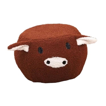 Animal Footstool Shoes Changing Kids Adults Pouffe Footstool Footrest Stool for Brown Pig