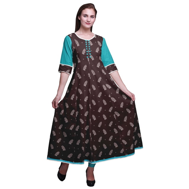 Bimba Anarkali Kurta Imprimée Longue Robe Maxi IndianKurtisFor Femmes Tenue de Fête