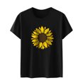 thumbnail image 4 of EGNMCR T-Shirts pour Femmes Mode pour Femmes Col Rond Manches Courtes Hauts à Imprimé de Tournesol de Pâques, 4 of 7