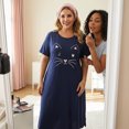 thumbnail image 2 of Agnes Orinda Nuisettes pour Femmes Grande Taille Fête des Mères Col Rond Manches Courtes Robe de Nuit Imprimé Chats Pyjamas Détente Maison avec Poche 3X Bleu Marine, 2 of 8