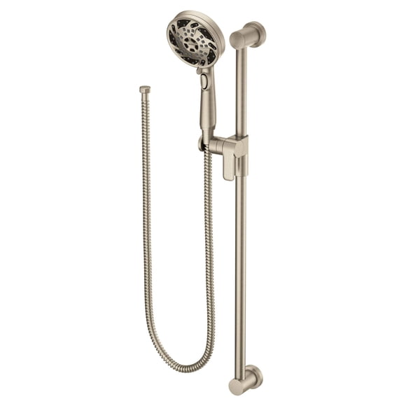 Moen 3670EPBN 5-Function Massaging Handshower with Toggle Pause, Includes 30-Inch Slide Bar and 69-Inch Hose, Brushed Nickel