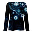 thumbnail image 4 of IROINID Offres T-Shirts à Manches Longues pour Femmes Détente Imprimé Col Rond T-Shirt Ample Blouse d'Automne Chandail Hauts, Bleu Ciel, 4 of 5