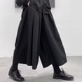 thumbnail image 1 of Lefu Mens Gothic Dark Style Loose Cropped Hakama Wide Leg Design Sense Samurai Pants, 1 of 9
